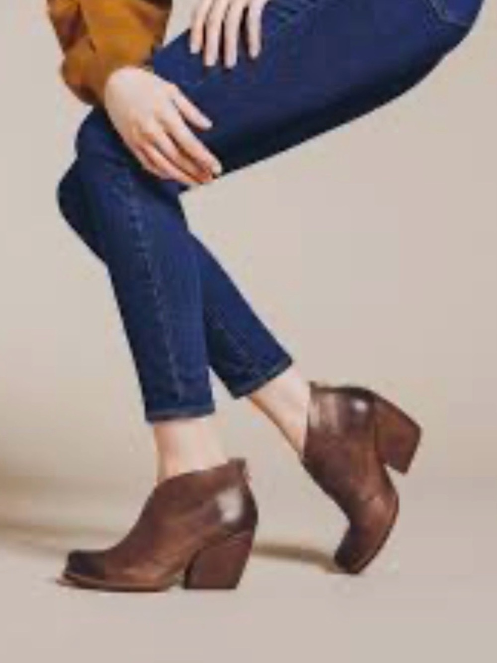 Kork Ease Brown Leather Ankle Booties - Classic Block Heel